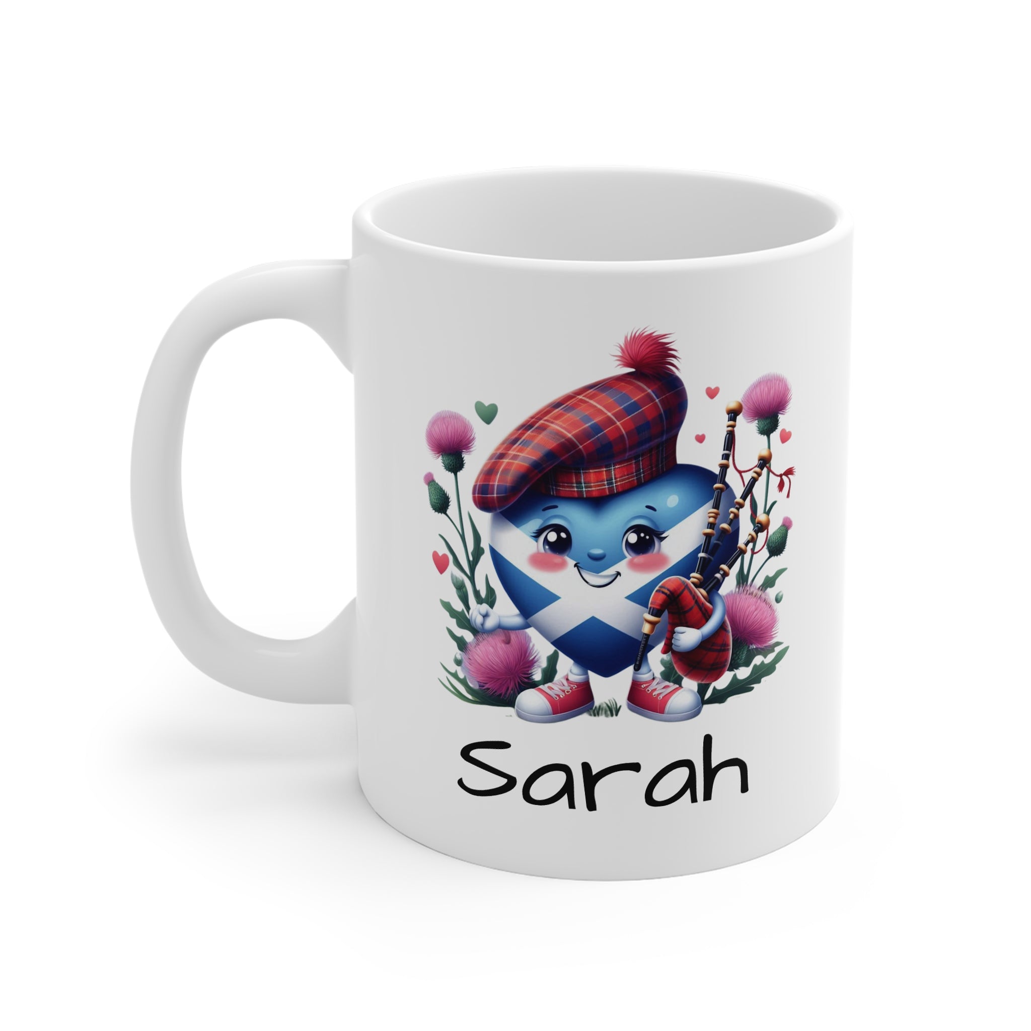 Personalized Scottish Heart Mug — Cute Scotland Love Cartoon with Name