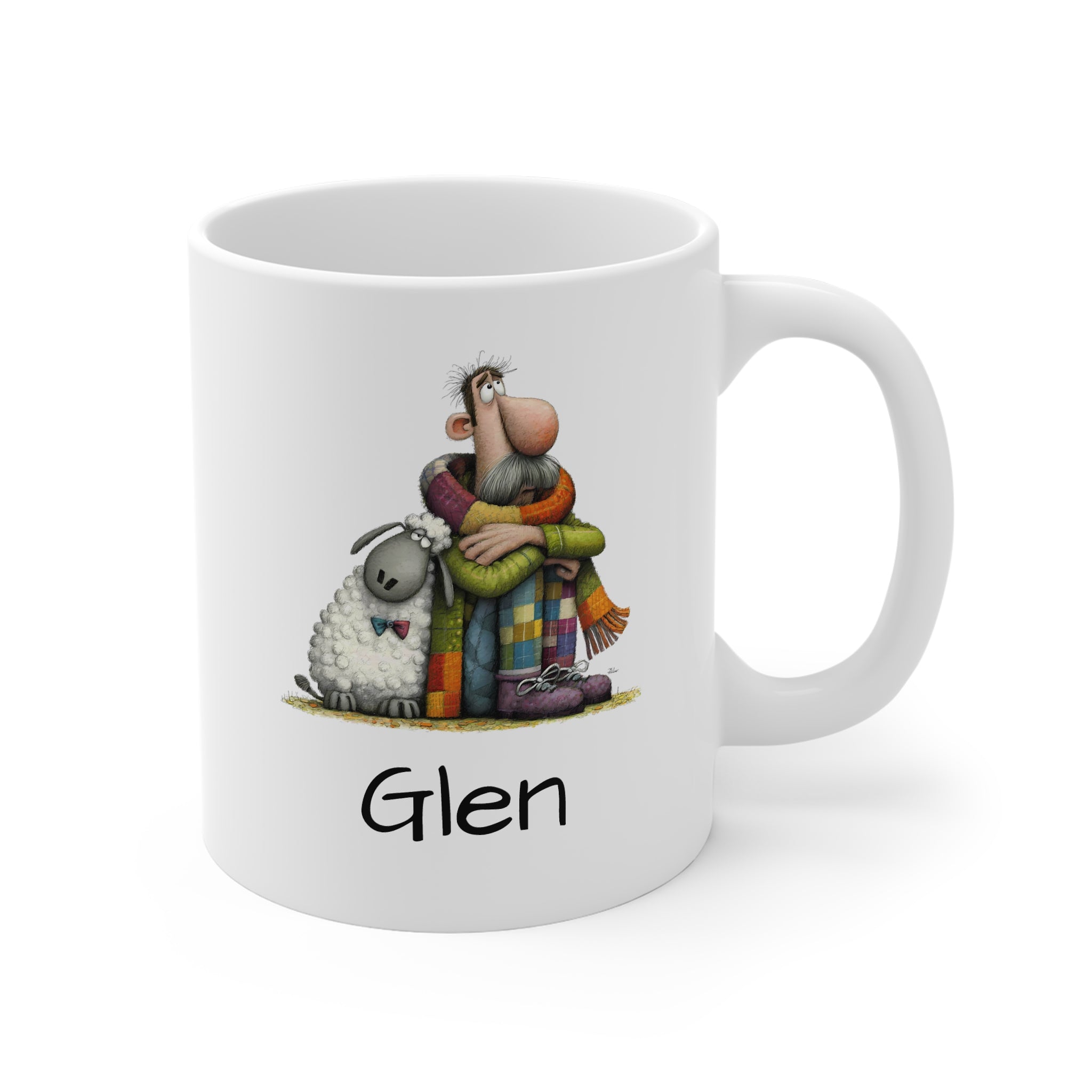 Shepherd & Sheep Personalized Mug — 'Glen' Name Coffee Cup