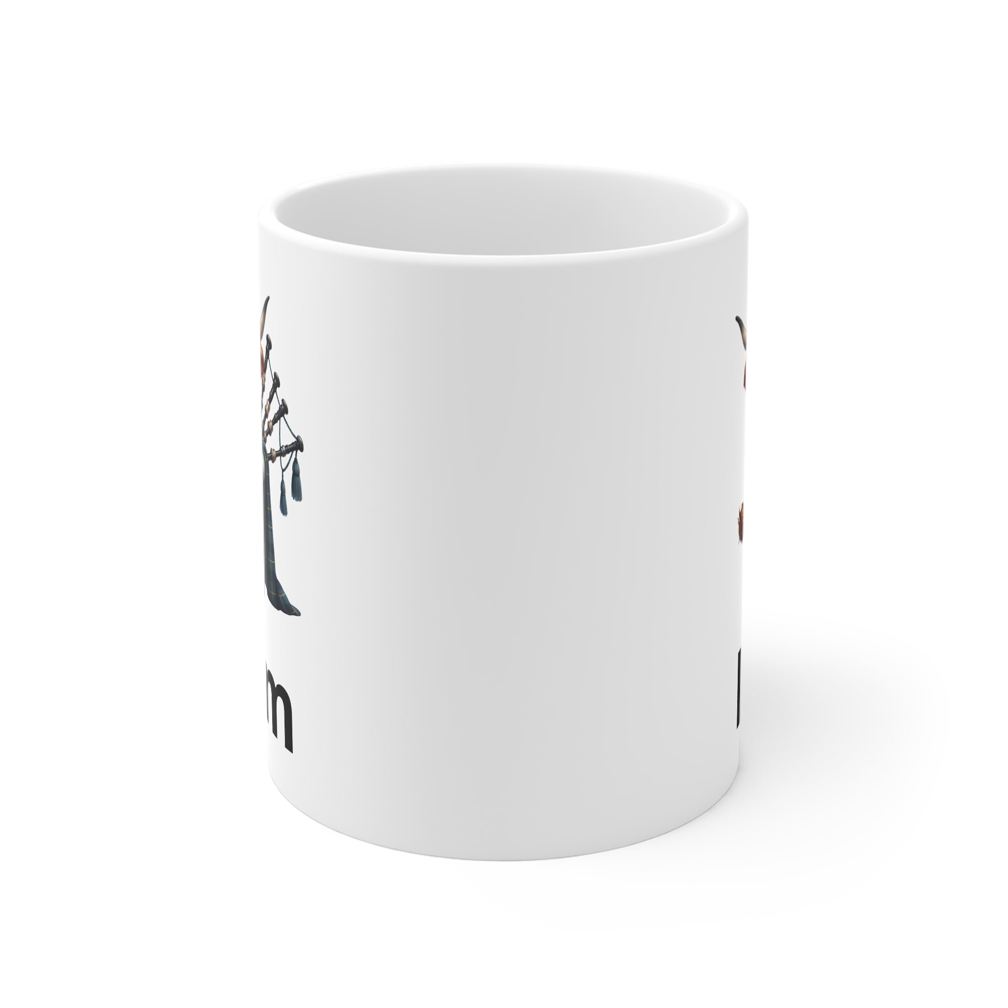 Scottish Cow Bagpipe Mug  - Personalized Name Coffee Cup