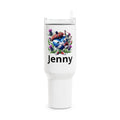 Personalized 40oz Tumbler — Cute Blue Scottish Heart Thistle Design with Name (Jenny)