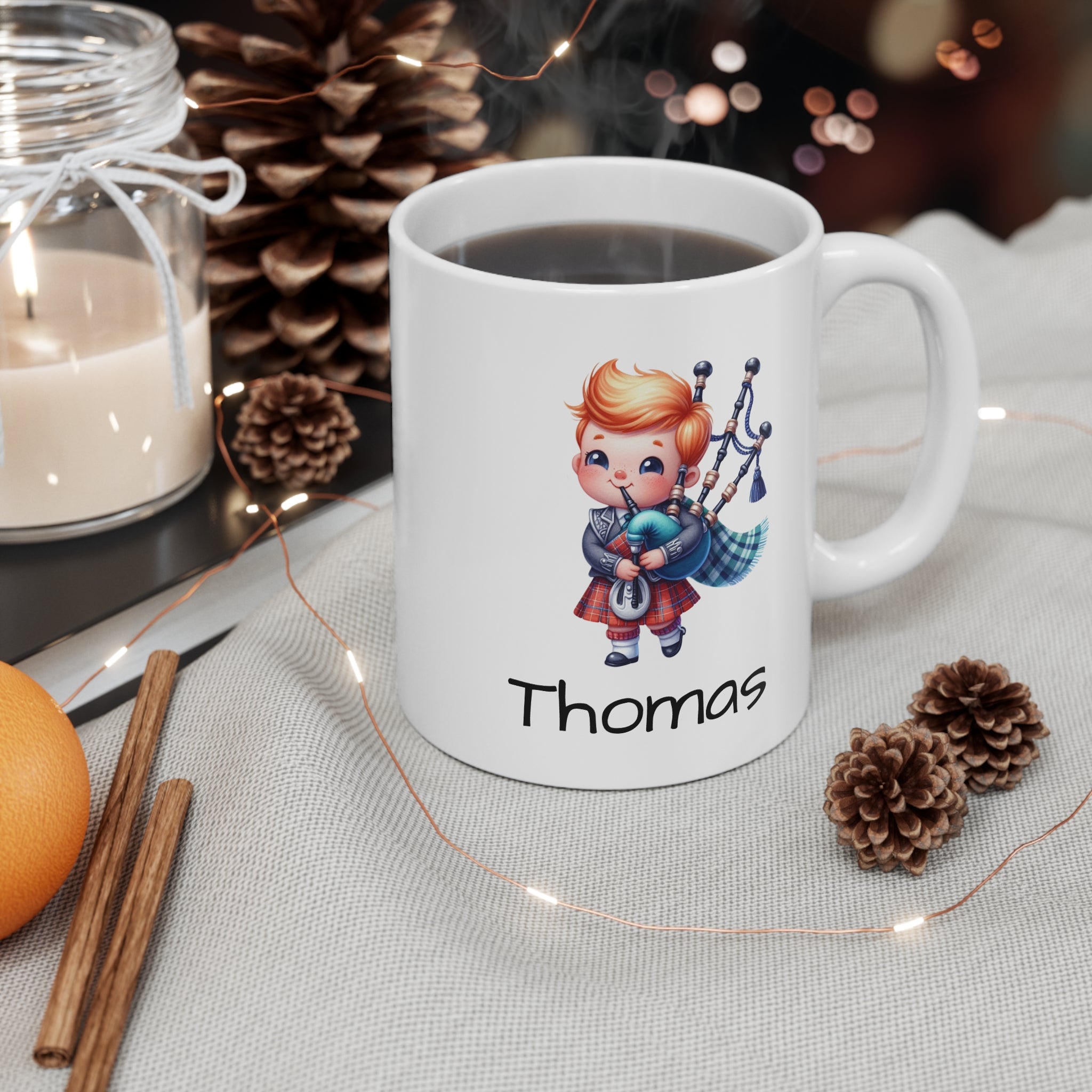 Scots Kid Bagpiper Mug — Cute Scottish Heritage Coffee Cup