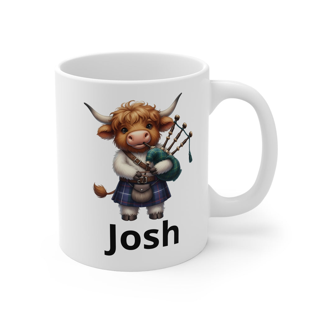 Scottish Cow Bagpipe Mug Kilt  - Personalized Name Coffee Cup