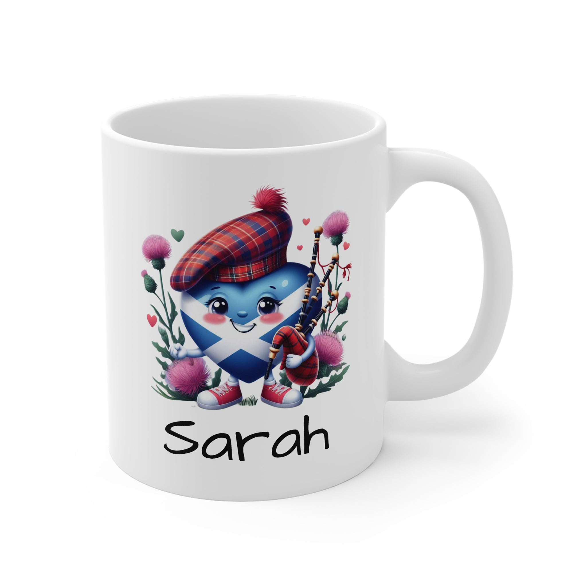Personalized Scottish Heart Mug — Cute Scotland Love Cartoon with Name