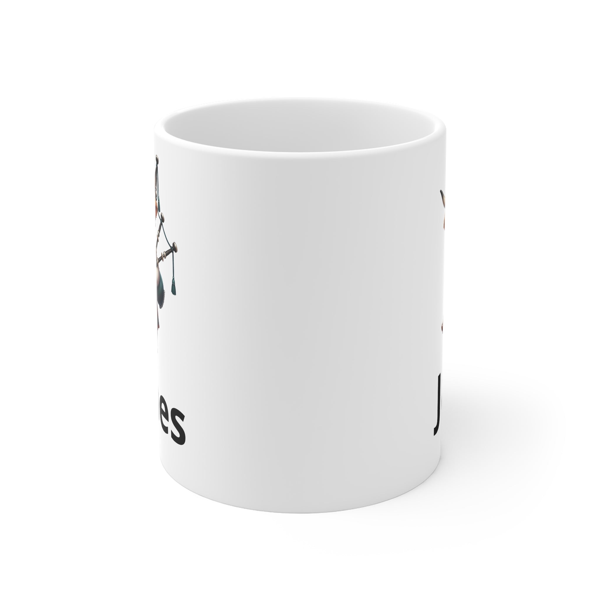 Scottish Cow Bagpipe Mug — Personalized Name Coffee Cup