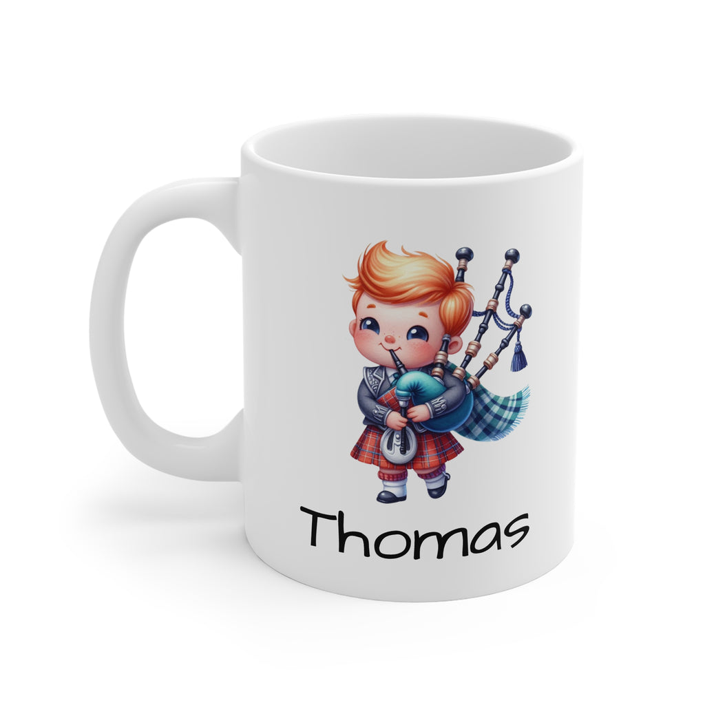 Scots Kid Bagpiper Mug — Cute Scottish Heritage Coffee Cup