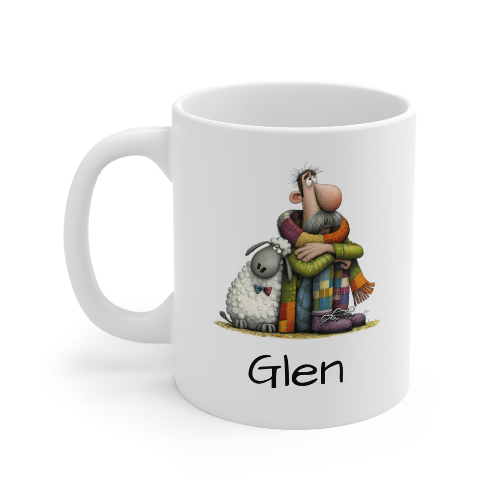 Shepherd & Sheep Personalized Mug — 'Glen' Name Coffee Cup