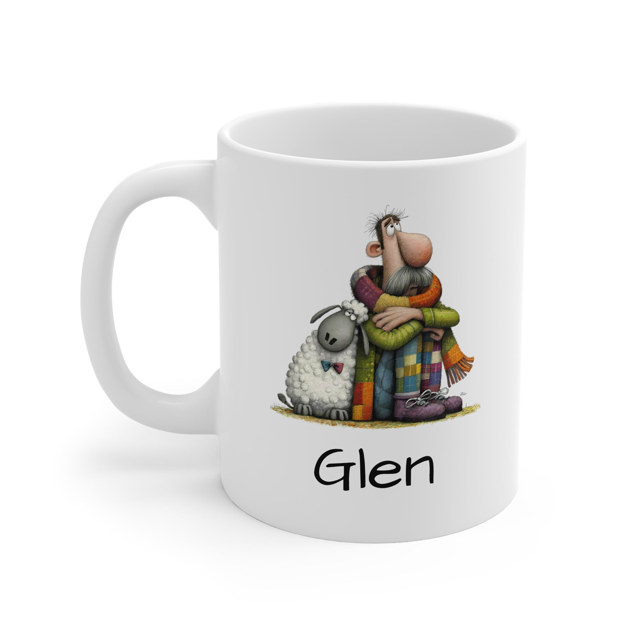 Shepherd & Sheep Personalized Mug — 'Glen' Name Coffee Cup