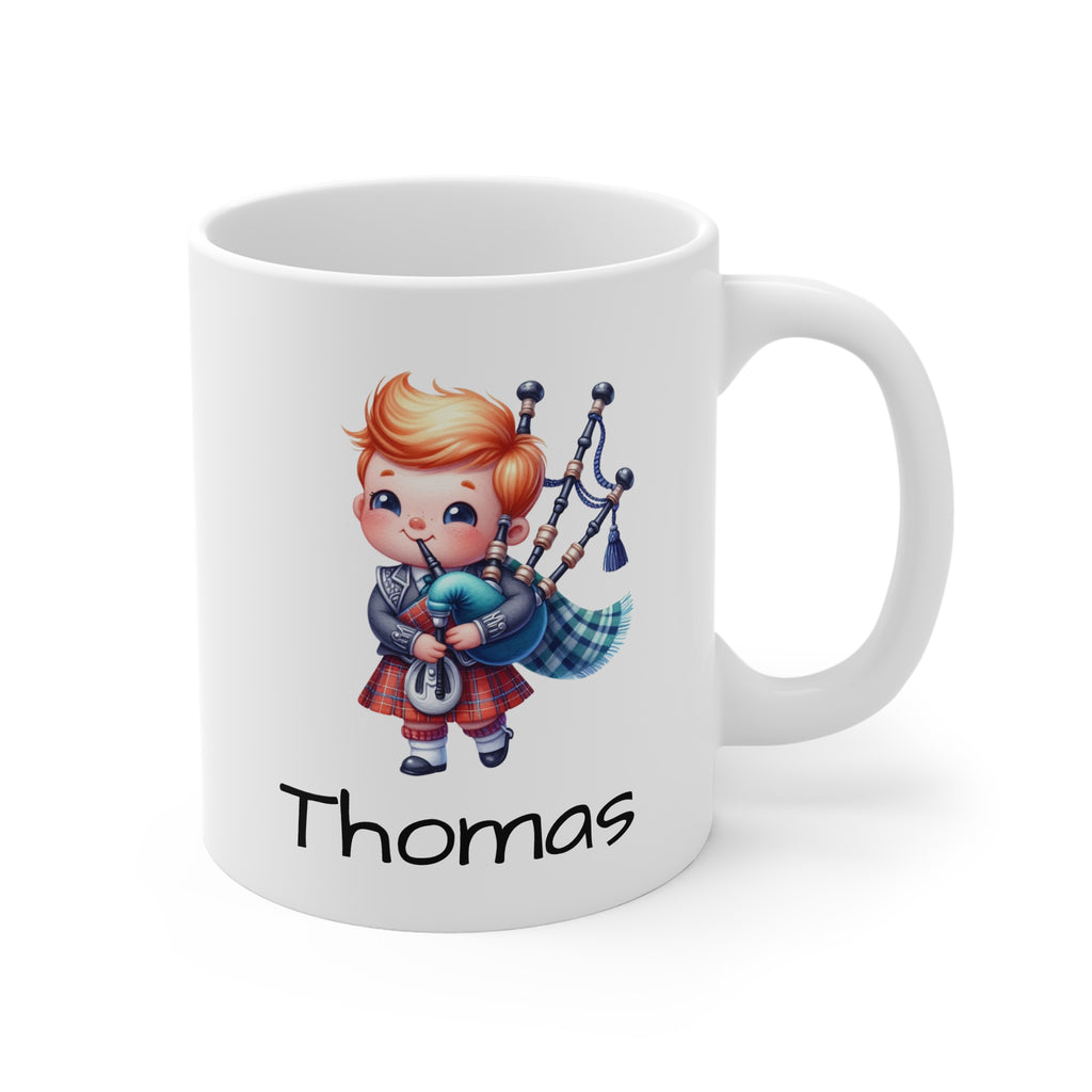 Scots Kid Bagpiper Mug — Cute Scottish Heritage Coffee Cup