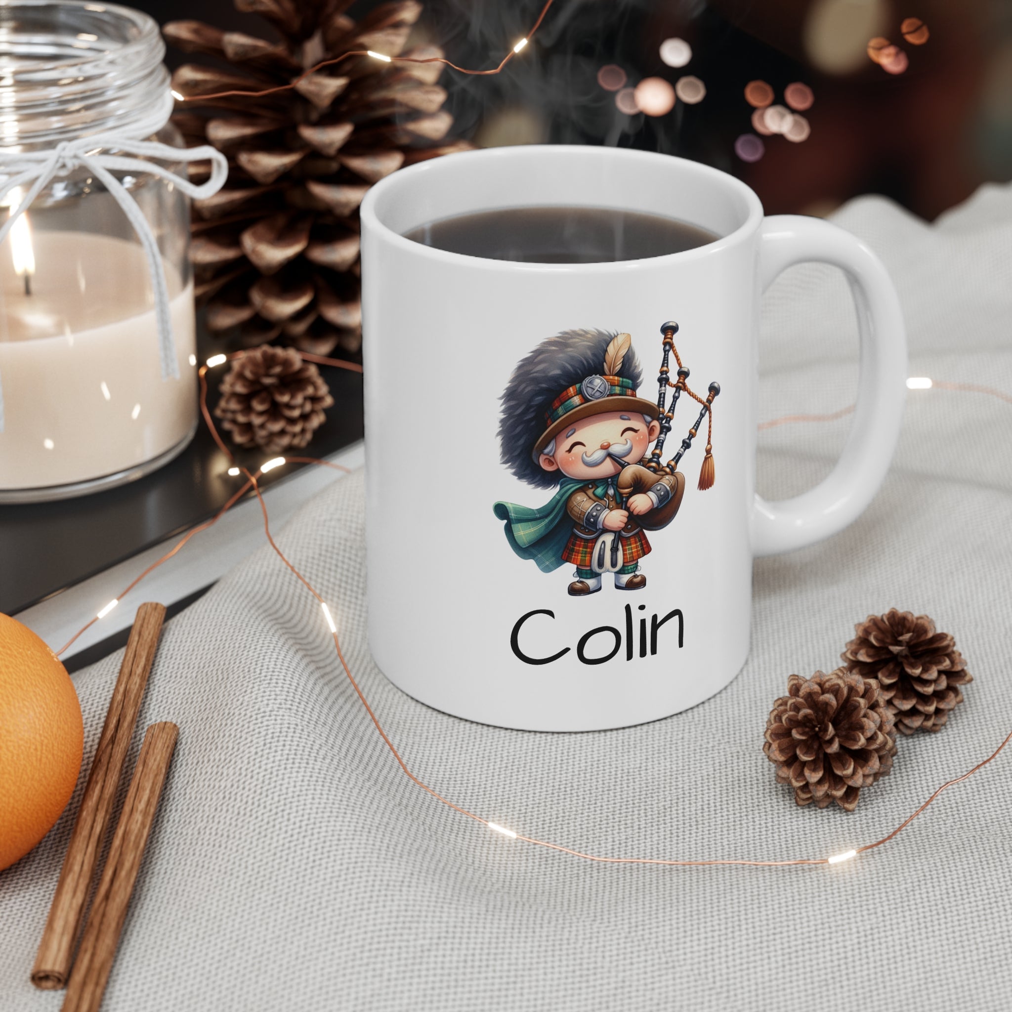 Personalized Bagpiper Mug — Cute Scottish Piper Coffee Cup with Name