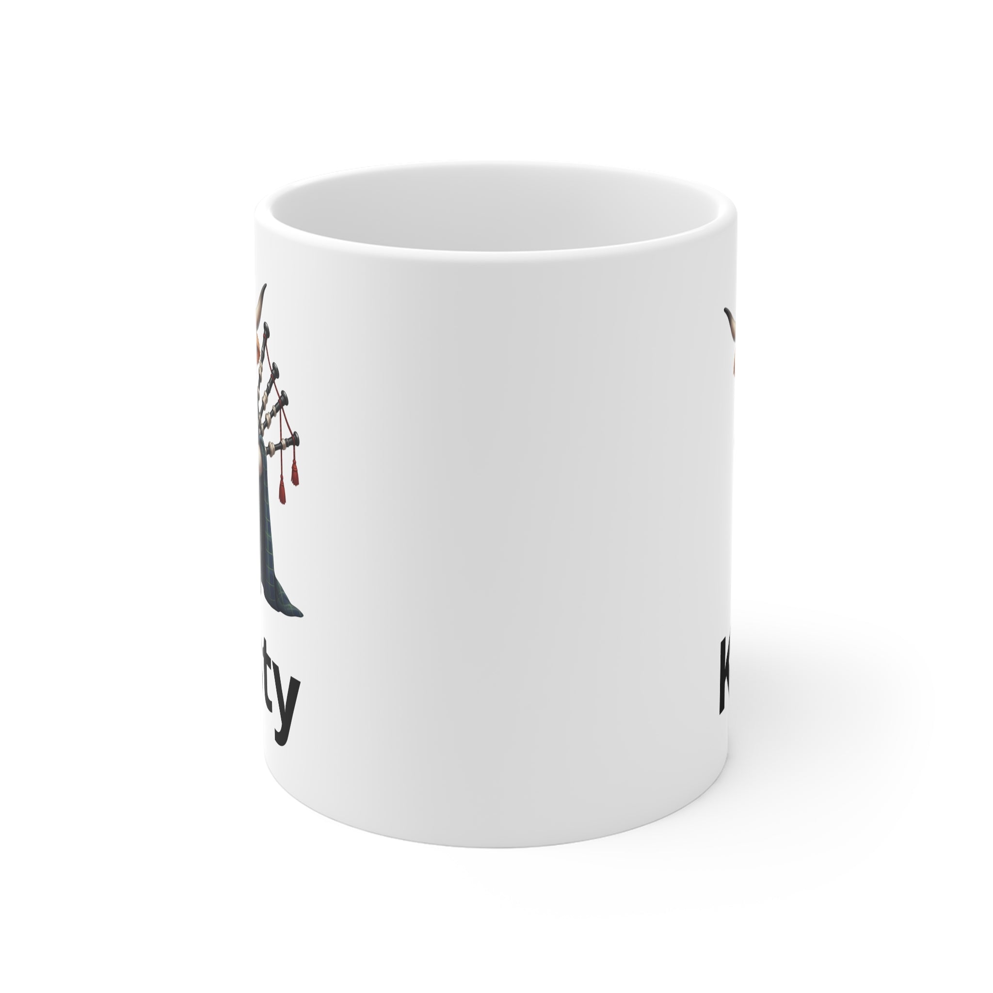 Scottish Cow Bagpipe Mug  blue — Personalized Name Coffee Cup